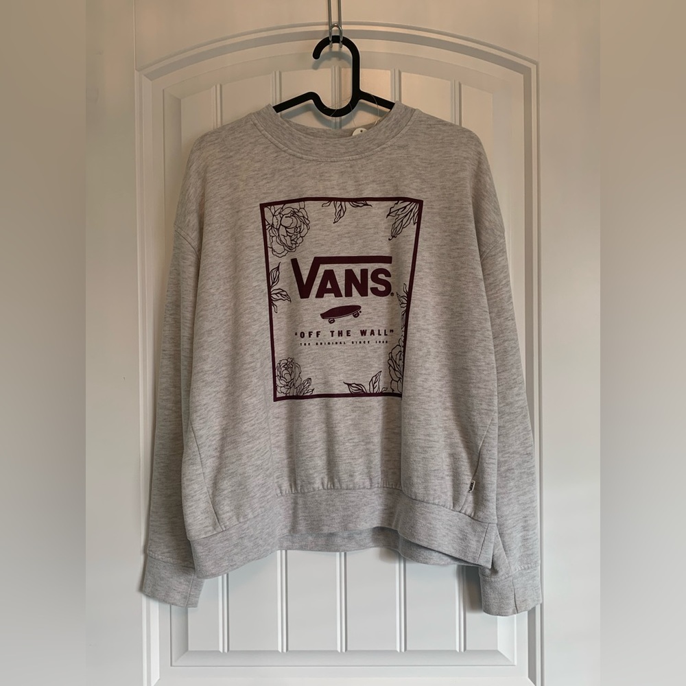 Womens Floral Graphic Vans Crew Neck Sweater